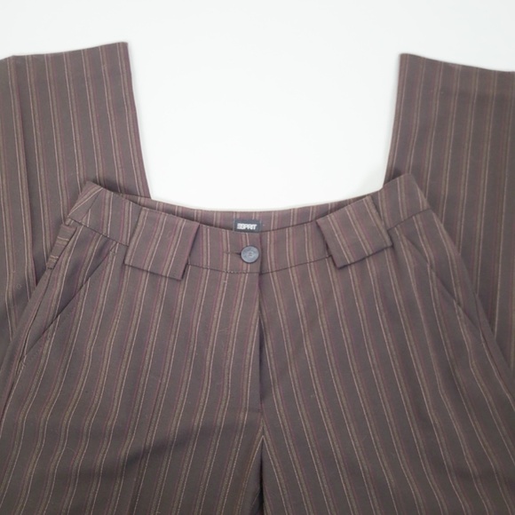 Pinstripe Dress Pants Esprit Mid Low Rise Y2K Straight Leg Boot Cut Dressy - Picture 5 of 10